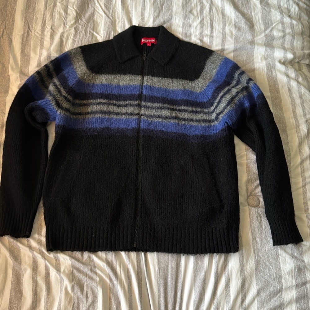 Supreme brushed wool zip up men’s sweaterer L